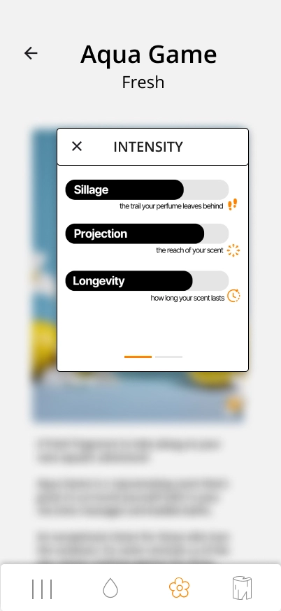 Intensity popup screen